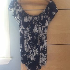 Navy blur & white off shoulder romper